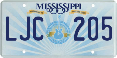 MS license plate LJC205