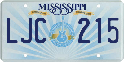 MS license plate LJC215