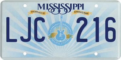 MS license plate LJC216