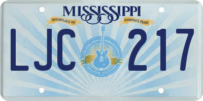 MS license plate LJC217