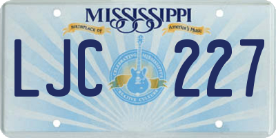 MS license plate LJC227