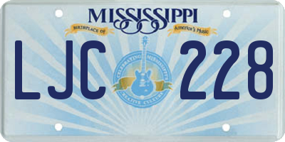 MS license plate LJC228