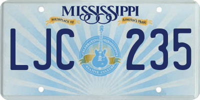 MS license plate LJC235
