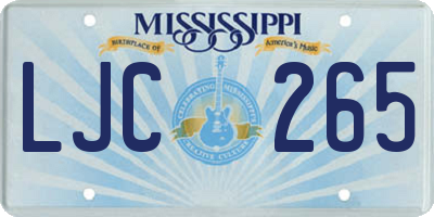 MS license plate LJC265