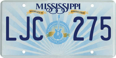 MS license plate LJC275