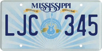 MS license plate LJC345