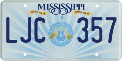 MS license plate LJC357