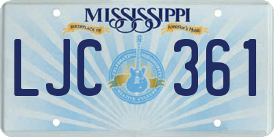 MS license plate LJC361
