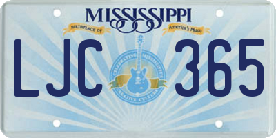 MS license plate LJC365