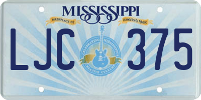 MS license plate LJC375
