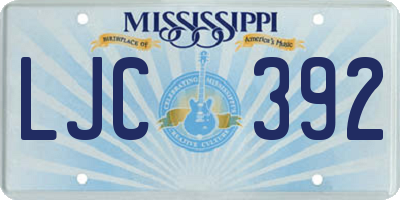 MS license plate LJC392