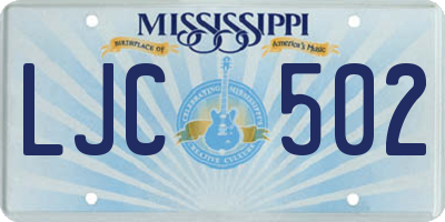 MS license plate LJC502