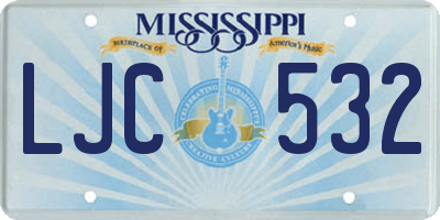 MS license plate LJC532