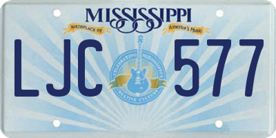 MS license plate LJC577