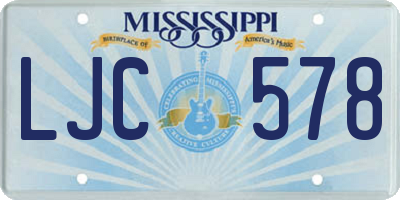 MS license plate LJC578