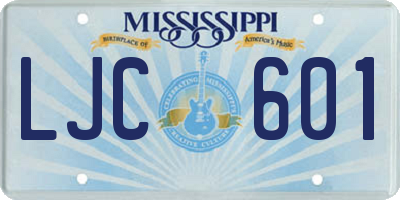 MS license plate LJC601