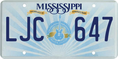 MS license plate LJC647