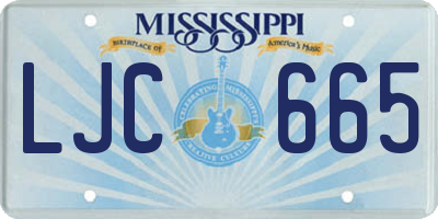 MS license plate LJC665
