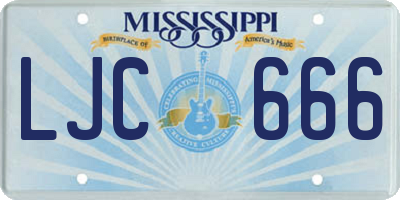 MS license plate LJC666