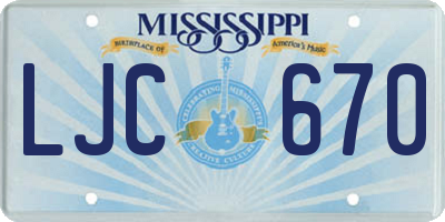 MS license plate LJC670