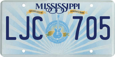 MS license plate LJC705