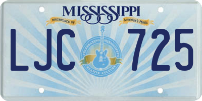 MS license plate LJC725