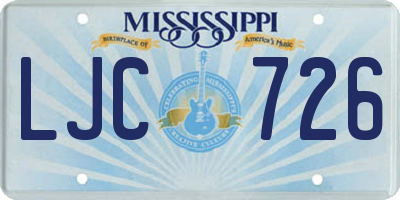 MS license plate LJC726