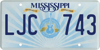 MS license plate LJC743