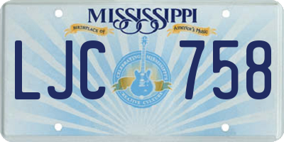 MS license plate LJC758