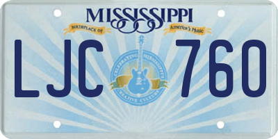 MS license plate LJC760