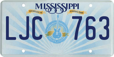 MS license plate LJC763