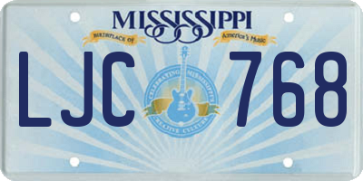 MS license plate LJC768