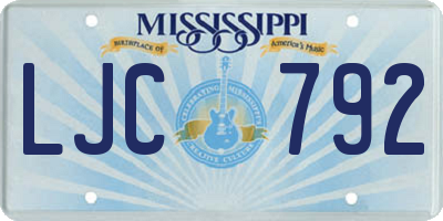 MS license plate LJC792