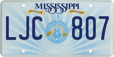 MS license plate LJC807