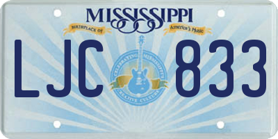 MS license plate LJC833