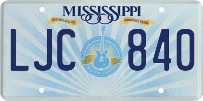 MS license plate LJC840