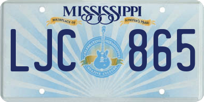 MS license plate LJC865