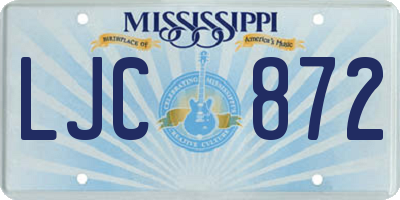 MS license plate LJC872