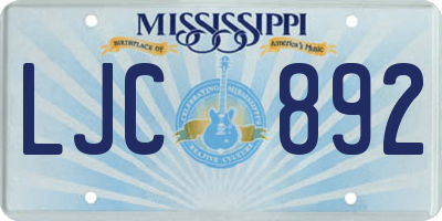 MS license plate LJC892