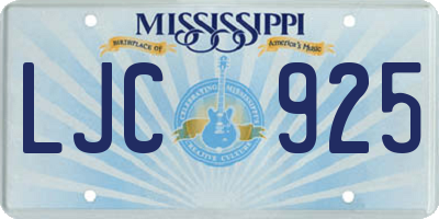 MS license plate LJC925