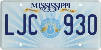 MS license plate LJC930