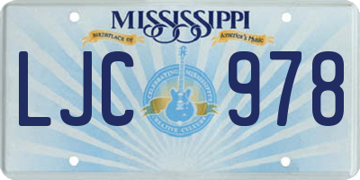 MS license plate LJC978