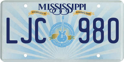 MS license plate LJC980