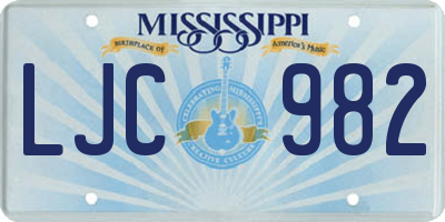 MS license plate LJC982