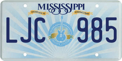 MS license plate LJC985