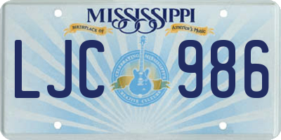 MS license plate LJC986