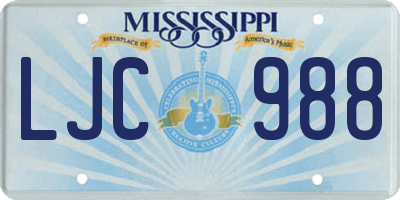 MS license plate LJC988
