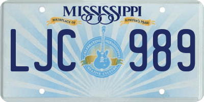 MS license plate LJC989