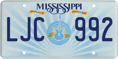 MS license plate LJC992