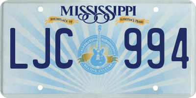 MS license plate LJC994